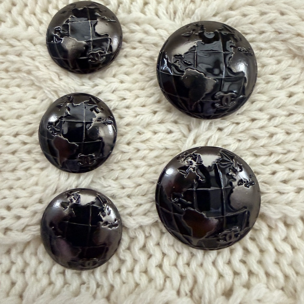 Authentic Chanel Globe Map Buttons